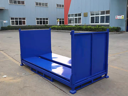 Material Stacking Blue Box Foldable Stacking Steel Pallet Box Space Saving And Made Of Q235 Material
